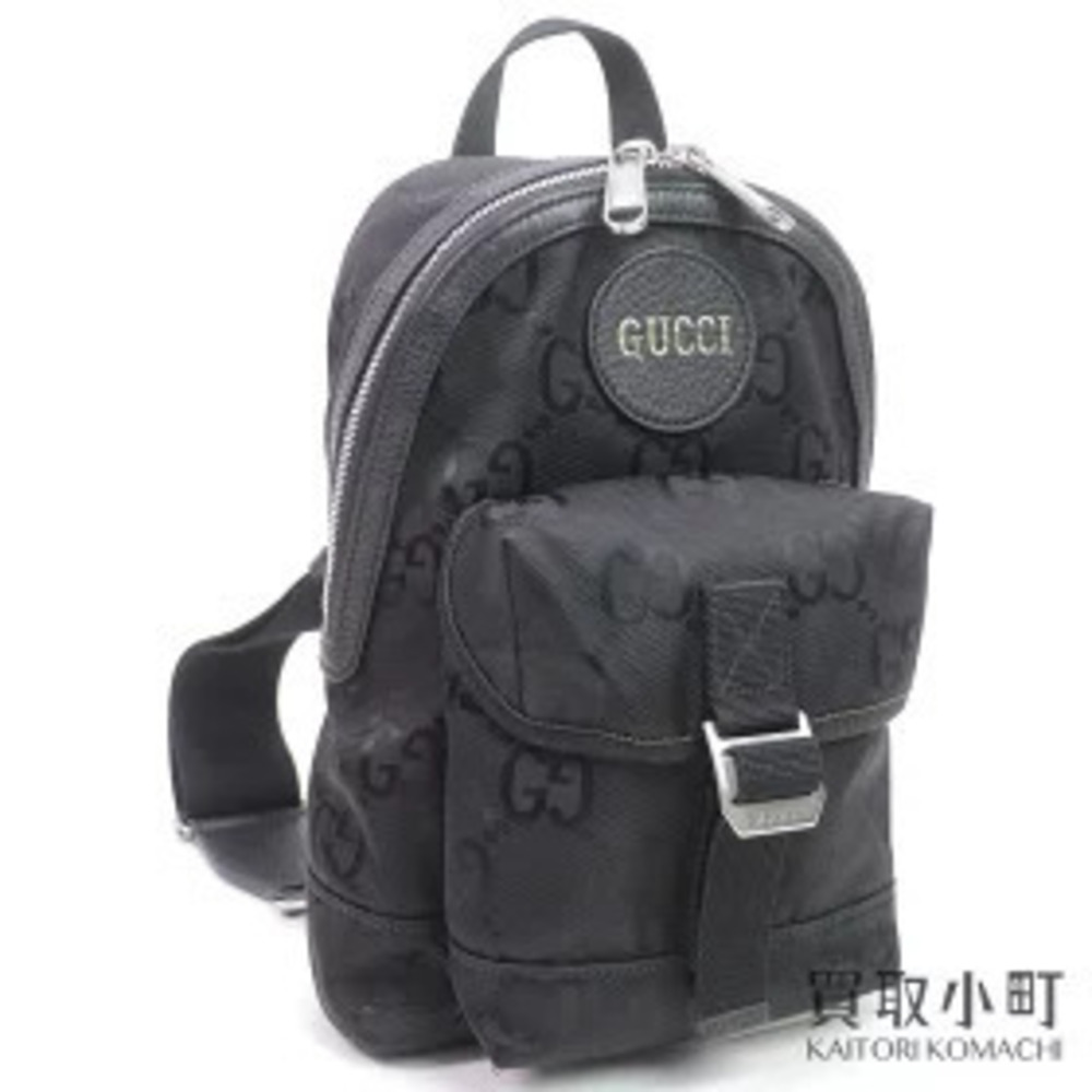Gucci the Grid Sling Backpack Black Rucksack Daypack Body Bag GG Crossbody BELT